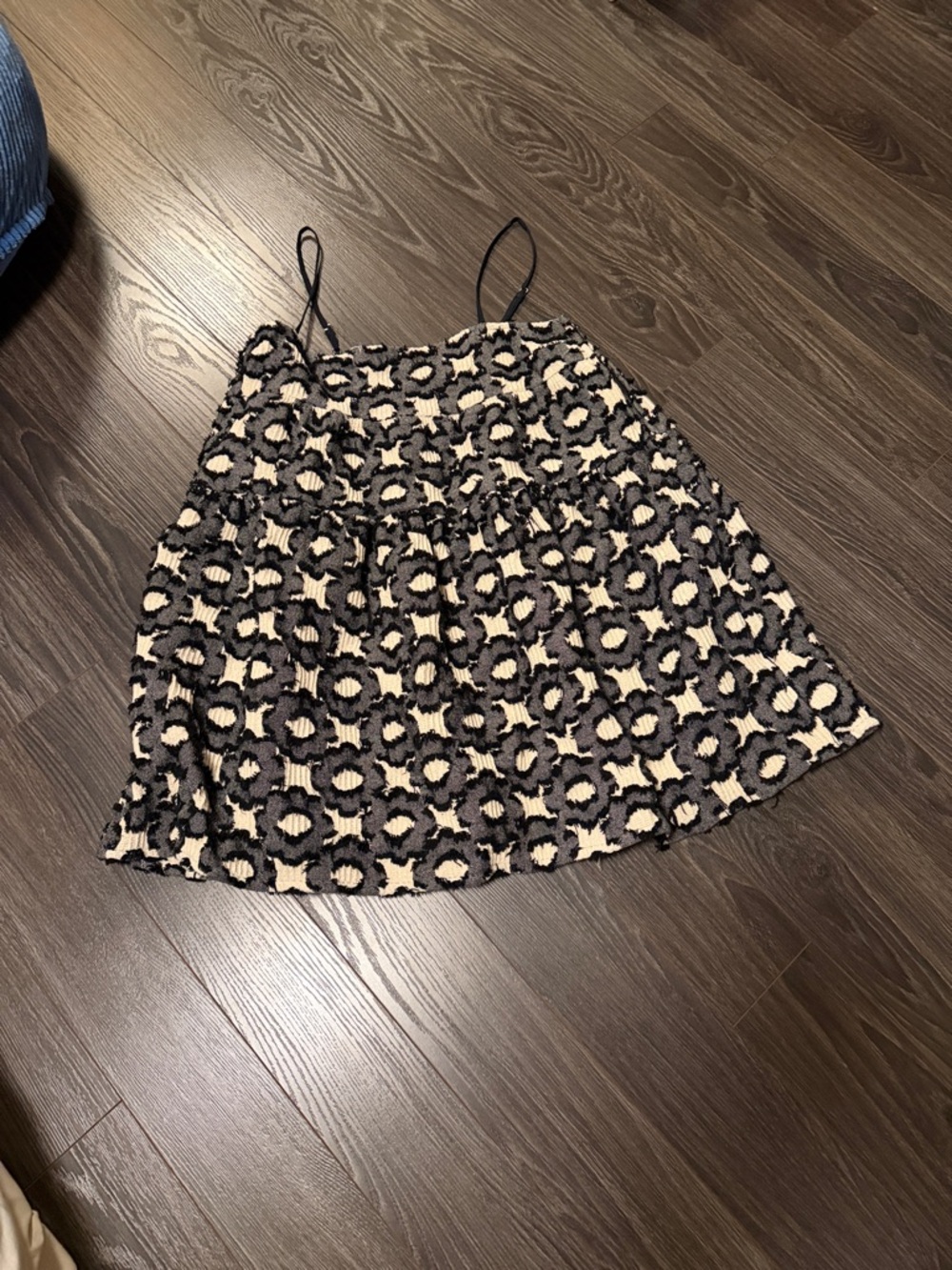Kimchi Blue Black and Cream Textured Smocked Top
